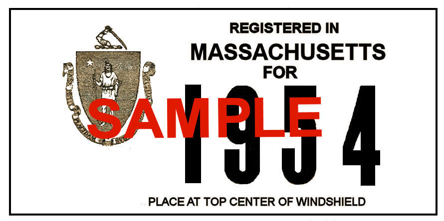 Modal Additional Images for 1954 Massachusetts REGISTRATION Sticker